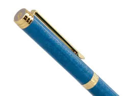Stylo-bille belius wild west aluminium encre bleue coloris bleu marine dore boite design