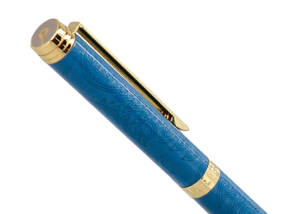 Stylo-bille belius wild west aluminium encre bleue coloris bleu marine dore boite design