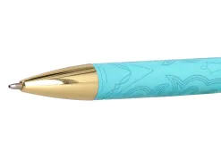 Stylo-bille belius wild west aluminium encre bleue coloris bleu turquoise boite design