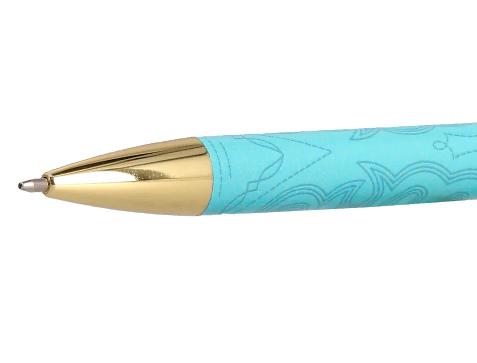 Stylo-bille belius wild west aluminium encre bleue coloris bleu turquoise boite design