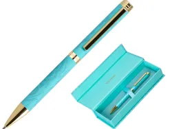 Stylo-bille belius wild west aluminium encre bleue coloris bleu turquoise boite design