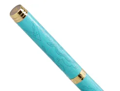 Stylo-bille belius wild west aluminium encre bleue coloris bleu turquoise boite design