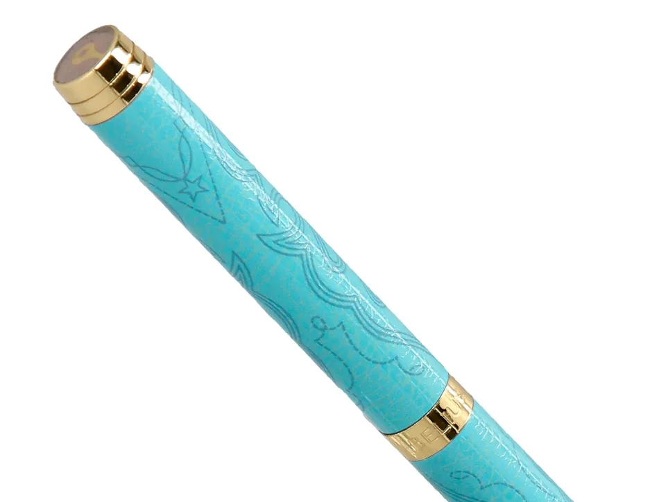 Stylo-bille belius wild west aluminium encre bleue coloris bleu turquoise boite design