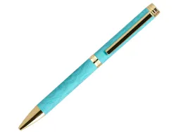 Stylo-bille belius wild west aluminium encre bleue coloris bleu turquoise boite design