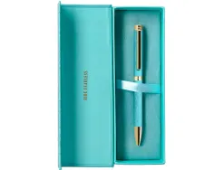 Stylo-bille belius wild west aluminium encre bleue coloris bleu turquoise boite design