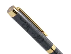 Stylo-bille belius wild west aluminium encre bleue coloris noir dore boite design