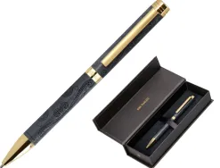 Stylo-bille belius wild west aluminium encre bleue coloris noir dore boite design