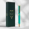Stylo-bille belius wild west aluminium encre bleue coloris vert dore boite design
