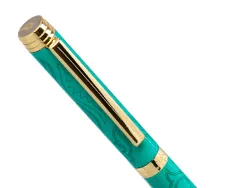 Stylo-bille belius wild west aluminium encre bleue coloris vert dore boite design