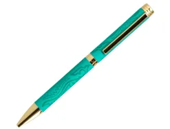 Stylo-bille belius wild west aluminium encre bleue coloris vert dore boite design