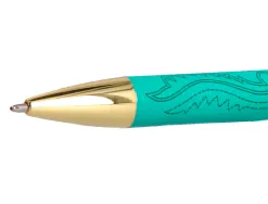 Stylo-bille belius wild west aluminium encre bleue coloris vert dore boite design