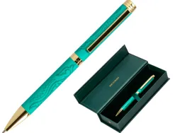 Stylo-bille belius wild west aluminium encre bleue coloris vert dore boite design
