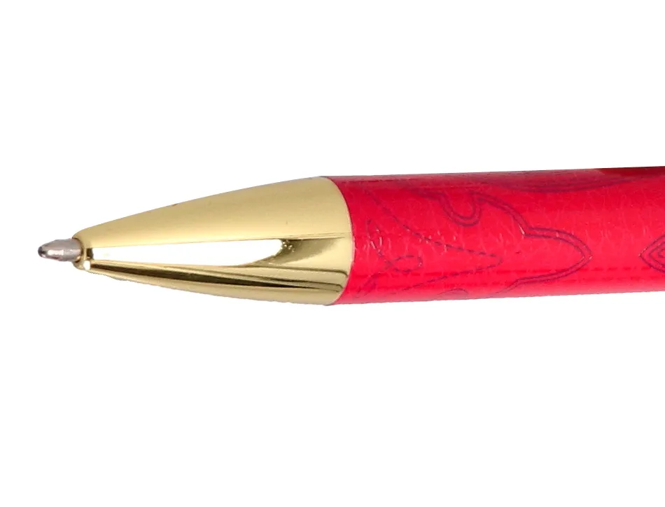 Stylo-bille belius wild west aluminium encre bleue coloris bordeaux dore boite design