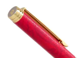 Stylo-bille belius wild west aluminium encre bleue coloris bordeaux dore boite design