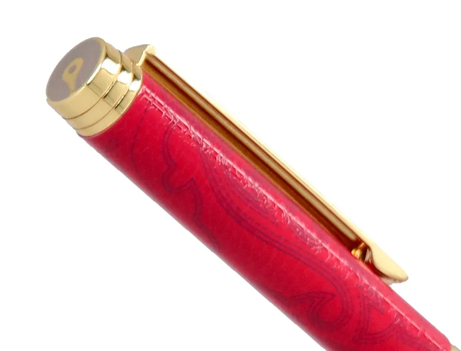 Stylo-bille belius wild west aluminium encre bleue coloris bordeaux dore boite design