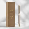 Stylo-bille belius wild west aluminium encre bleue attributs dores coloris beige coffret design