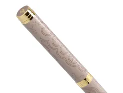 Stylo-bille belius wild west aluminium encre bleue attributs dores coloris beige coffret design