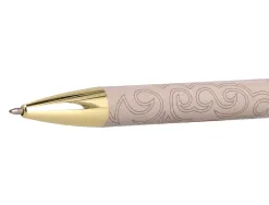 Stylo-bille belius wild west aluminium encre bleue attributs dores coloris beige coffret design
