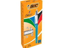 Stylo-bille bic 4 colours shine bleu pointe moyenne couleur classique