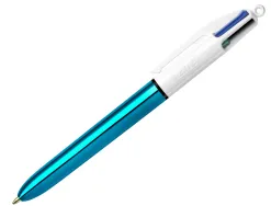 Stylo-bille bic 4 colours shine bleu pointe moyenne couleur classique