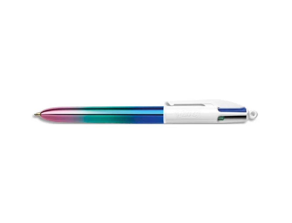 Stylo-bille bic 4 couleurs retractables irise pointe moyenne 1,0mm