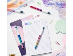 Stylo-bille bic 4 couleurs retractables irise pointe moyenne 1,0mm