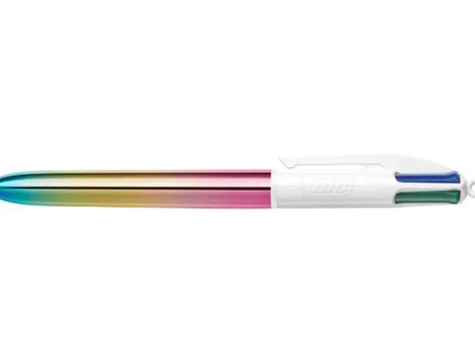 Stylo-bille bic 4 couleurs retractables irise pointe moyenne 1,0mm