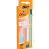 Stylo-bille bic 4 couleurs mineral tones pointe moyenne 1mm retractable coloris assortis etui 3 unites