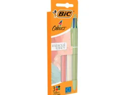 Stylo-bille bic 4 couleurs mineral tones pointe moyenne 1mm retractable coloris assortis etui 3 unites
