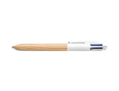 Stylo-bille bic 4 couleurs wood pointe moyenne 1mm boite 12 unites