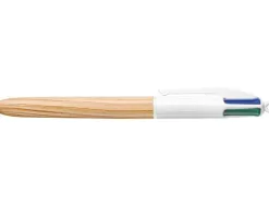 Stylo-bille bic 4 couleurs wood pointe moyenne 1mm boite 12 unites