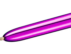 Stylo-bille bic 4 couleurs shine pointe 1mm écriture moyenne corps violet métallisé brillant