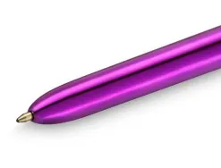 Stylo-bille bic 4 couleurs shine pointe 1mm écriture moyenne corps violet métallisé brillant