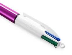 Stylo-bille bic 4 couleurs shine pointe 1mm écriture moyenne corps violet métallisé brillant