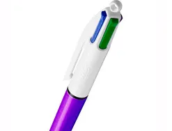 Stylo-bille bic 4 couleurs shine pointe 1mm écriture moyenne corps violet métallisé brillant