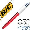 Stylo-bille bic 4 couleurs shine pointe 1mm écriture moyenne corps rouge métallisé brillant