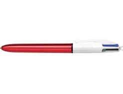Stylo-bille bic 4 couleurs shine pointe 1mm écriture moyenne corps rouge métallisé brillant