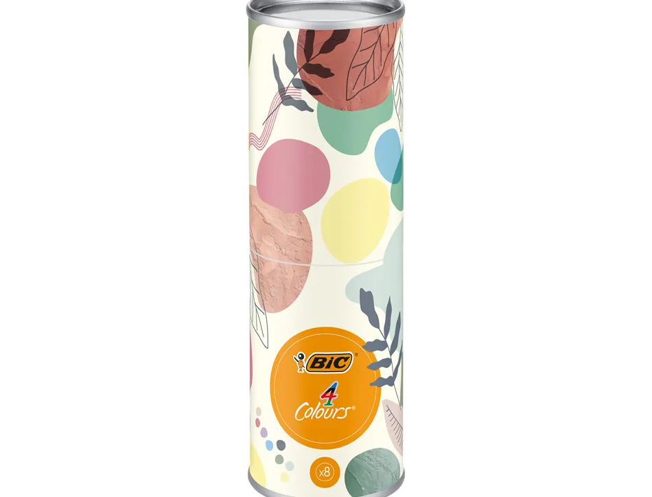 Stylo-bille bic 4 couleurs mineral tones pointe moyenne 1mm retractable coloris assortis boite 8 unites