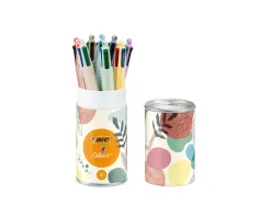 Stylo-bille bic 4 couleurs mineral tones pointe moyenne 1mm retractable coloris assortis boite 8 unites