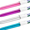 Stylo-bille bic 4 couleurs shine retractable rechargeable pointe moyenne 1mm corps blanc/or rose