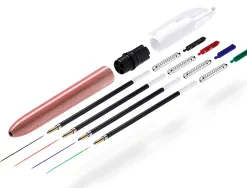Stylo-bille bic 4 couleurs shine retractable rechargeable pointe moyenne 1mm corps blanc/or rose