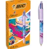 Stylo-bille bic 4 couleurs hydro purple encre classique retractable pointe moyenne 1,0mm