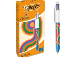 Stylo-bille bic 4 couleurs lineblue encre classique retractable pointe moyenne 1,0mm
