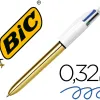 Stylo-bille bic 4 couleurs shine pointe 1mm écriture moyenne corps doré métallisé brillant