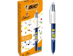 Stylo-bille bic 4 couleurs classiques pointe moyenne 1mm retractable rechargeable decor message humoristique