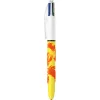 Stylo-bille bic 4 couleurs classiques pointe moyenne 1mm retractable rechargeable corps effet velours coffret 3