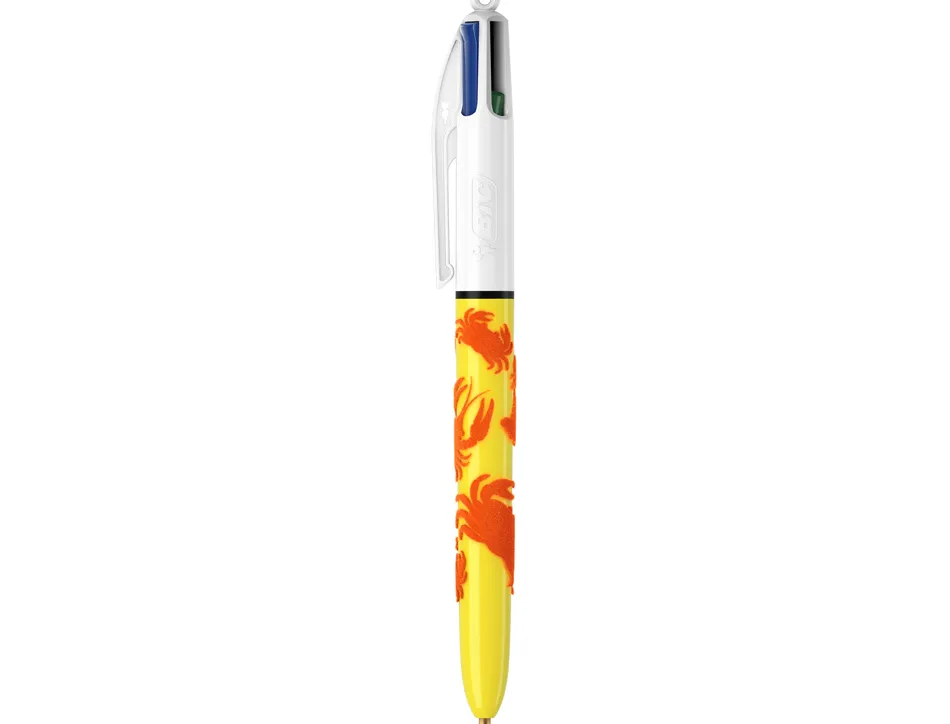 Stylo-bille bic 4 couleurs classiques pointe moyenne 1mm retractable rechargeable corps effet velours coffret 3