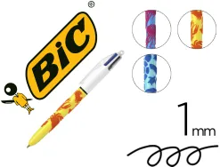 Stylo-bille bic 4 couleurs classiques pointe moyenne 1mm retractable rechargeable corps effet velours coffret 3