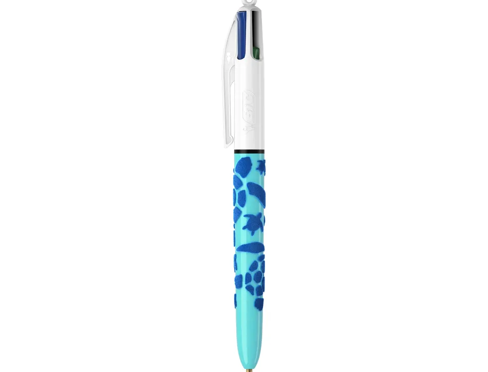 Stylo-bille bic 4 couleurs classiques pointe moyenne 1mm retractable rechargeable corps effet velours coffret 3