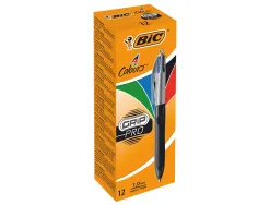 Stylo-bille bic 4 couleurs grip pro pointe moyenne encre classique rétractable rechargeable 4 couleurs standard